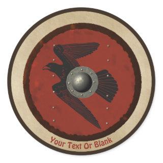 Viking Raven Shield Classic Round Sticker