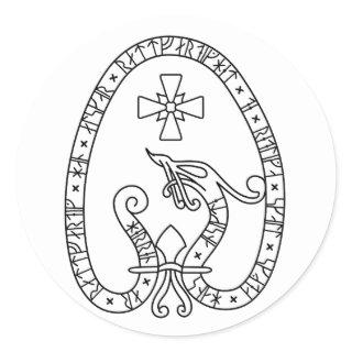 Viking Rune Stone black and white Classic Round Sticker