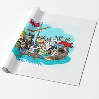 Viking ship filled with Corgis