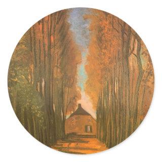 Vincent van Gogh - Avenue of Poplars in Autumn Classic Round Sticker