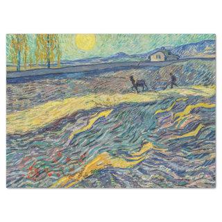 Vincent van Gogh - Field with plowing farmers Tissue Paper