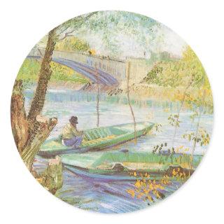 Vincent van Gogh Fishing in Spring, Pont de Clichy Classic Round Sticker