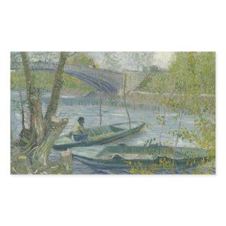 Vincent van Gogh - Fishing in Spring, the Pont de Rectangular Sticker