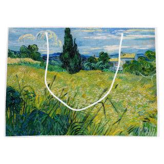 Vincent van Gogh - Green Wheat Field with Cypress Large Gift Bag