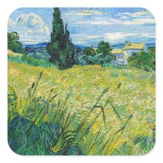 Vincent van Gogh - Green Wheat Field with Cypress Square Sticker