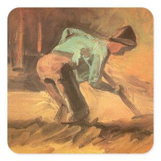 Vincent van Gogh - Man Stooping w Stick or Spade Square Sticker