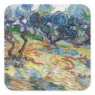 Vincent van Gogh - Olive Trees: Bright blue sky Square Sticker
