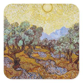 Vincent van Gogh - Olive Trees, Yellow Sky and Sun Square Sticker