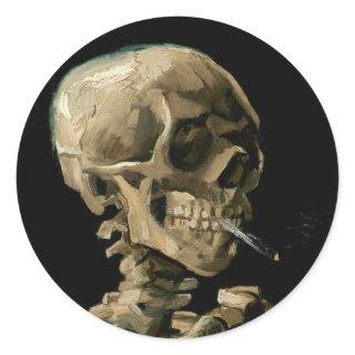 Vincent van Gogh - Skull with Burning Cigarette Classic Round Sticker