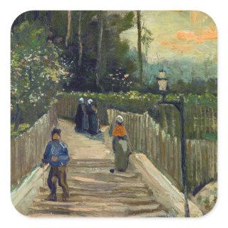 Vincent van Gogh - Sloping Path in Montmartre Square Sticker