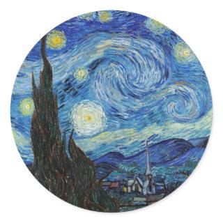 Vincent Van Gogh Starry Night Vintage Fine Art Classic Round Sticker