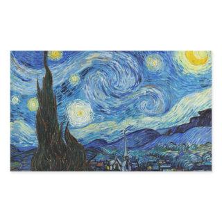 Vincent Van Gogh Starry Night Vintage Fine Art Rectangular Sticker