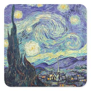 Vincent Van Gogh The Starry Night   Square Sticker