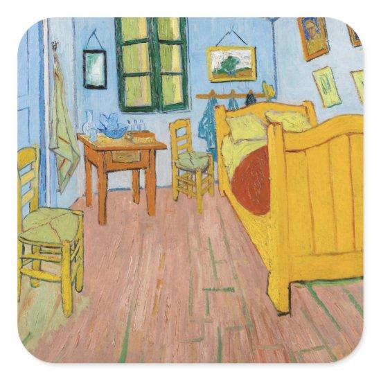 Vincent Van Gogh - Vincent's Bedroom in Arles Square Sticker