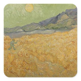 Vincent van Gogh | Wheatfield with Reaper, 1889 Square Sticker