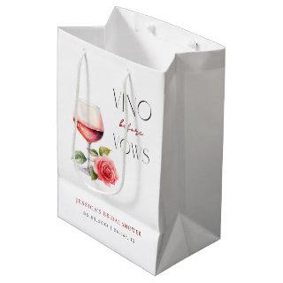 Vino Before Vows Pink Wine Theme Bridal Shower Medium Gift Bag