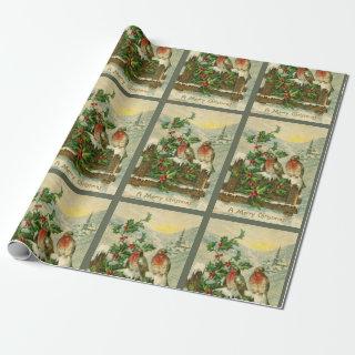 Vintage 1906 Birds in Snow Christmas Pattern