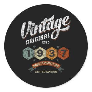 Vintage 1937 Bday Aged To Perfection 84th Birthday Classic Round Sticker