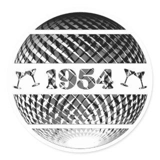 Vintage 1954 celebrations silver disco ball  classic round sticker