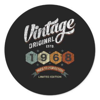Vintage 1968 Bday Aged To Perfection 53rd Birthday Classic Round Sticker