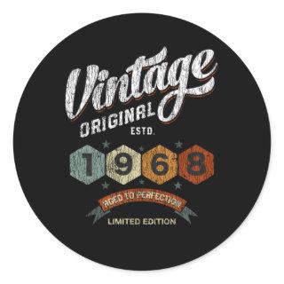 Vintage 1968 Bday Aged To Perfection 53rd Birthday Classic Round Sticker