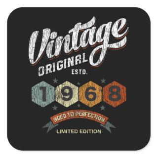 Vintage 1968 Bday Aged To Perfection 53rd Birthday Square Sticker