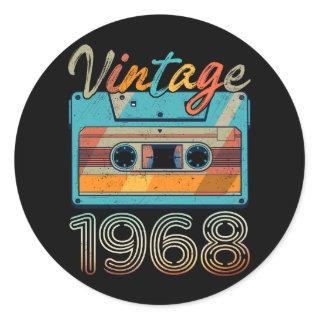 Vintage 1968 Cassette Tape Retro 55th Birthday 55  Classic Round Sticker