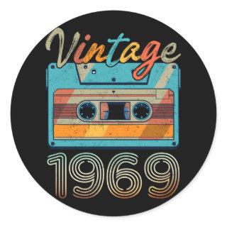 Vintage 1969 Cassette Tape Retro 54th Birthday 54  Classic Round Sticker