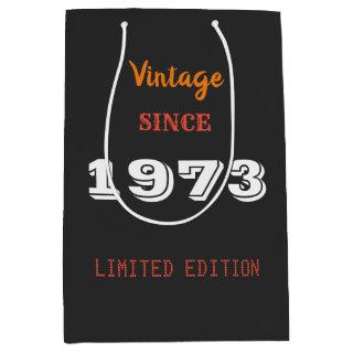 Vintage 1973 year limited edition 50th Birthday  Medium Gift Bag