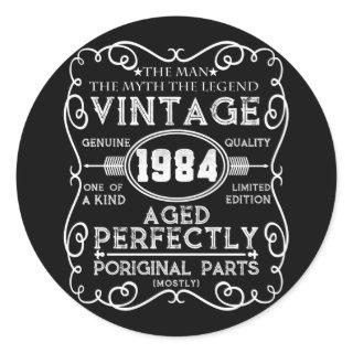 Vintage 1984 Man Myth Legend 37th Birthday Classic Round Sticker