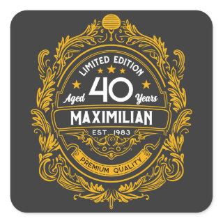 Vintage 40th Birthday Whiskey Label With Your Name