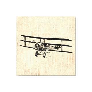 Vintage Airplane Old Antique Plane Illustration Canvas Print