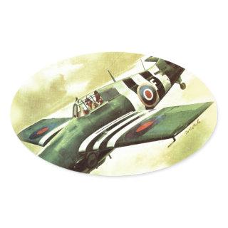 Vintage Airplane Oval Sticker