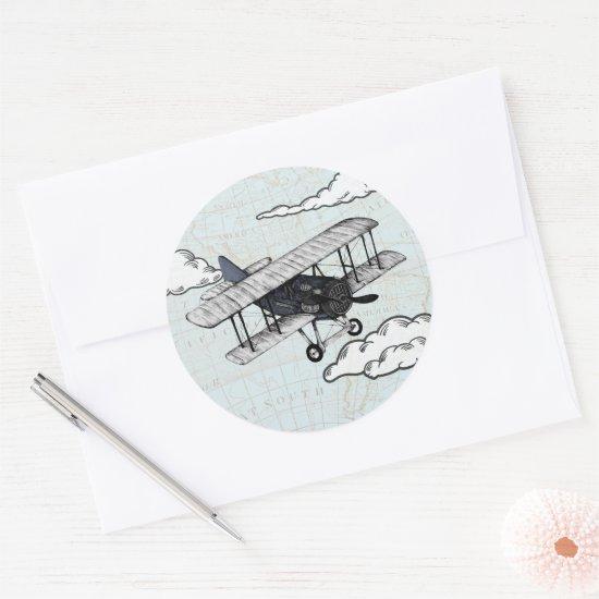 Vintage Airplane | Travel Envelope Seal Sticker