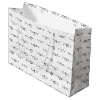 Vintage Airplanes Aviation Themed CUSTOM COLOR Large Gift Bag