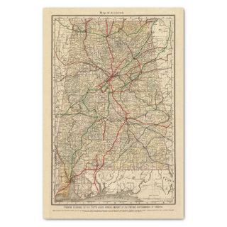 Vintage Alabama Railroad Map (1888) Tissue Paper