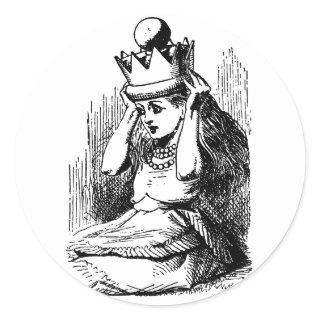Vintage Alice in Wonderland, Alice w Queen's Crown Classic Round Sticker