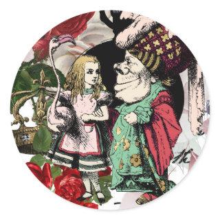 Vintage Alice in Wonderland Decoupage Classic Round Sticker