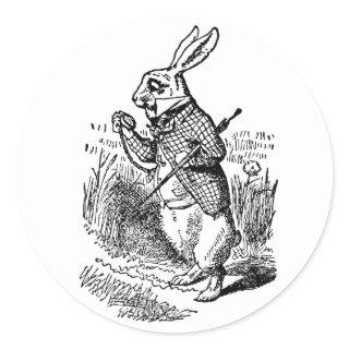 Vintage Alice in Wonderland the White Rabbit Watch Classic Round Sticker