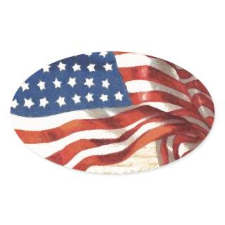 Vintage American Flag Oval Sticker