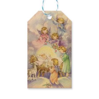 Vintage Angels Around Baby Jesus Gift Tags