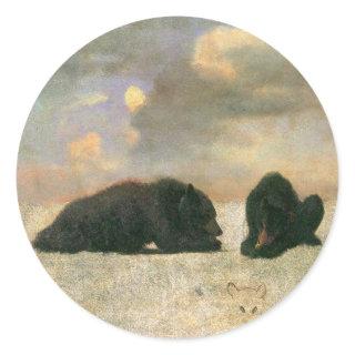 Vintage Animals, Grizzly Bears by Albert Bierstadt Classic Round Sticker