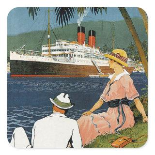 Vintage Antilles Cruise Art Square Sticker