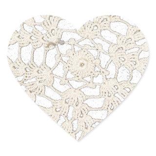 Vintage Antique Handcrafted Tatting Custom Heart Sticker