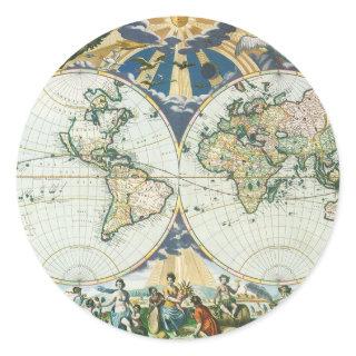 Vintage Antique Old World Map by Pieter Goos, 1666 Classic Round Sticker