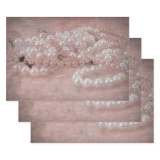 Vintage Antique Rose Gold White Pearls Watercolor  Sheets