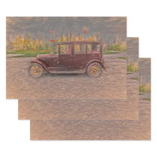 Vintage Antique Rustic Country Brown Car Sketch  Sheets