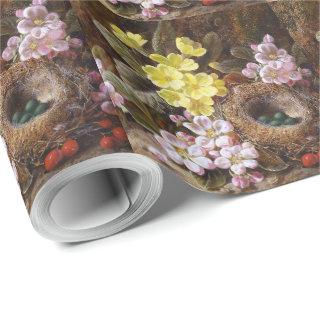 Vintage Apple Blossom Primroses and Bird's Nest