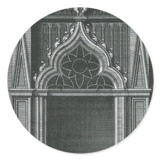 Vintage Architectural Element, Gothic Doorway Classic Round Sticker