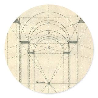 Vintage Architecture, Renaissance Arch Perspective Classic Round Sticker
